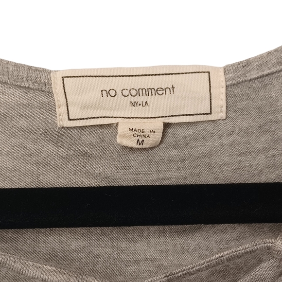 NO COMMENT Gray Lace Up Hi Low Scoop Hem Short Sleeve Top Medium - Picture 3 of 6